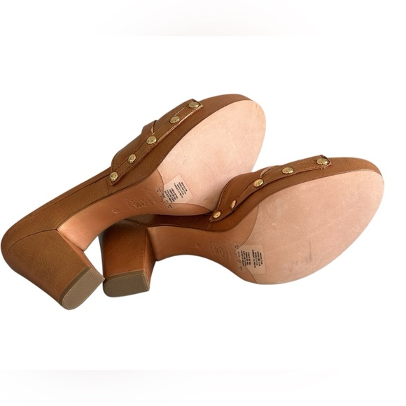 Kenneth Cole New York Heels Camel Color  Gold Studded Sz 10 - Picture 8 of 12